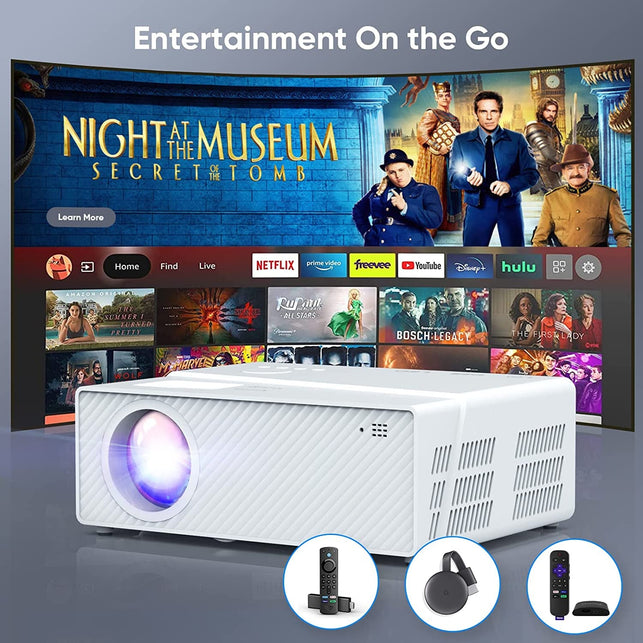 5G Wifi Bluetooth Projector with Screen, 450 ANSI Real Native 1080P 4K Outdoor Projector for Theater Movies, Synchronize Smartphone, Compatible W/TV Stick/Hdmi/Ps4/Console [120'' Screen Included] - The Gadget Collective