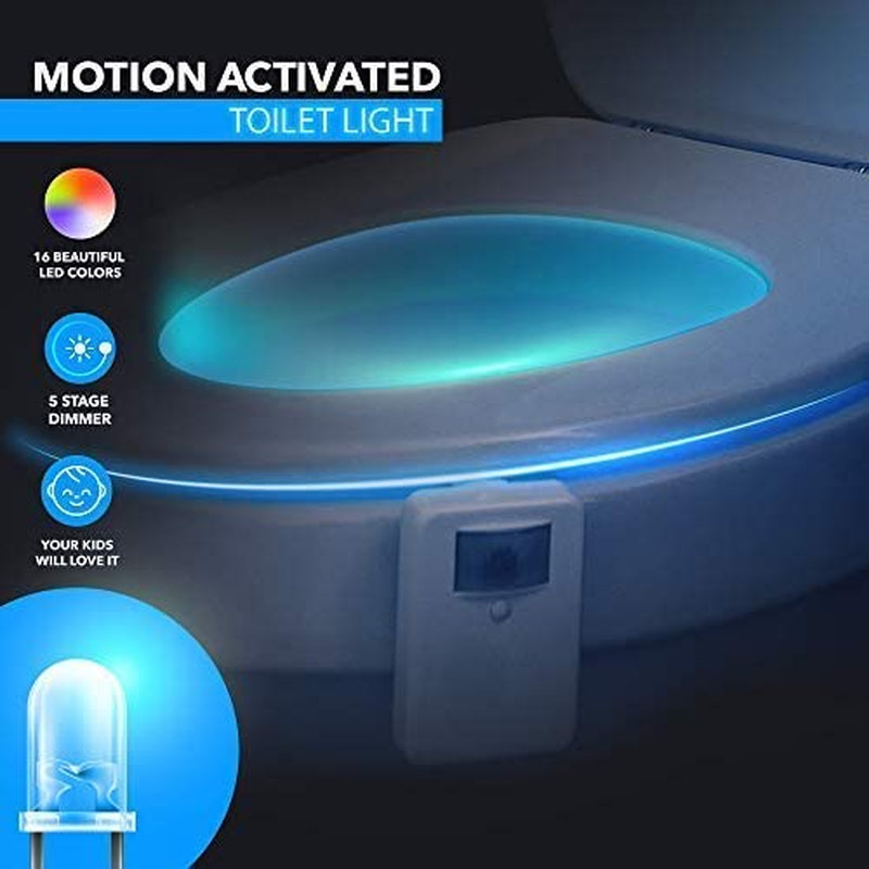 2 Pack Toilet Night Lights,16-Color Motion Activated Detection Bowl Light, Unique & Funny Birthday Gifts for Dad Kids Men, Cool Fun Bathroom