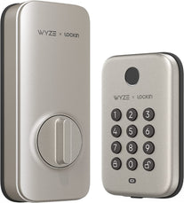 Wyze Lock Bolt Satin Nickel, Fingerprint Keyless Entry Door Lock, Smart Bluetooth Deadbolt Replacement, Backlit Keypad, IPX5 Weatherproof, History & Schedules, Auto-Lock, BHMA, UL 20-Min Fire Rated