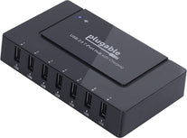 7 Port USB Hub - Plugable USB Charging Station for Multiple Devices and USB 2.0 Data Transfer with a 60W Power Adapter - The Gadget Collective