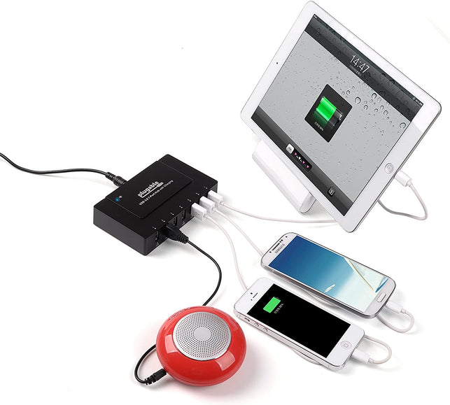 7 Port USB Hub - Plugable USB Charging Station for Multiple Devices and USB 2.0 Data Transfer with a 60W Power Adapter - The Gadget Collective