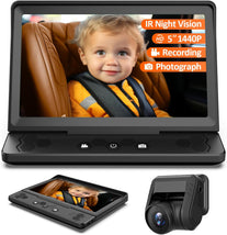 7” Baby Car Camera HD 1440P Recording, 5” Screen Baby Car Monitor with Full-Color Night Vision Camera, Infant Safety Baby Car Mirror Rear Facing for Backseat, Wide Clear View, Easy Installation