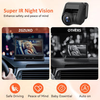 7” Baby Car Camera HD 1440P Recording, 5” Screen Baby Car Monitor with Full-Color Night Vision Camera, Infant Safety Baby Car Mirror Rear Facing for Backseat, Wide Clear View, Easy Installation