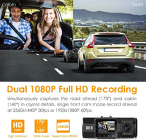 Vantrue N2 Pro Uber Dual 1080P Dash Cam, 2.5K 1440P Front Dash Cam, Front and inside Dash Camera W/Infrared Night Vision, 24Hr Motion Detection Parking Mode, Accident Record, Support 256GB Max(2023)