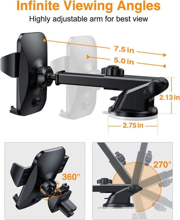 VANMASS Universal Car Phone Mount,【Patent & Safety Certs】 Upgraded Handsfree Stand, Phone Holder for Car Dashboard Windshield Vent, Compatible Iphone 13 12 11 Pro Max Xs XR X 8, Galaxy S20 Note 10 9