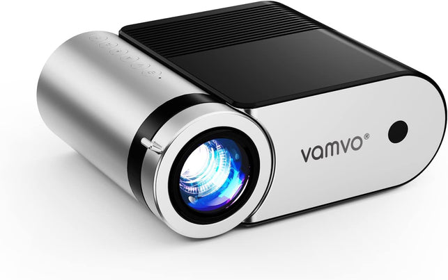 Mini Projector, Vamvo Portable Projector Support 1080P 200" Mini HD Movie Projector, Outdoor Projector with Stylish Streamlined Design, Compatible with Phone/ Tablet/ Laptop/ TV Stick/ PS4 Etc.