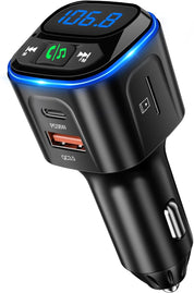 SONRU Bluetooth 5.3 FM Transmitter Car Adapter [PD36W & QC18W] [Fast Charging] Wireless Radio Adapter Hifi Bass Sound Hands-Free Calling LED Display with Light Switch Support Bluetooth/U Disk/Tf Card