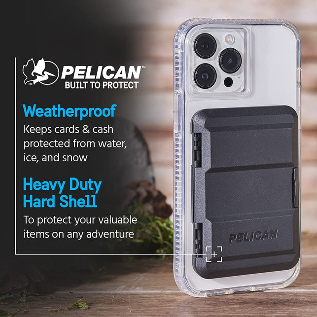 Pelican Magnetic Wallet for Iphone [Card Holder] Heavy Duty Snap-On Magsafe Wallet - Detachable Hard Shell Magnetic Phone Wallet - for Iphone 15 Pro Max/ 15 Pro/ 15/ 14 Pro Max/ 14/ 13 Pro Max - Black