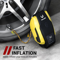 Vaclife Tire Inflator Portable Air Compressor - Air Pump for Car Tires, 12V DC 100PSI Tire Pump for Bikes with LED Light, Digital Pressure Gauge, Car Accessories, Yellow (VL701)