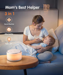 White Noise Machine for Sleeping Baby Kids – Portable Sound Machine with Night Light, USB Rechargeable, 34 Soothing Noises, Auto-Off Timer, Sleep Machine for Adults Babies Lullaby Travel Home