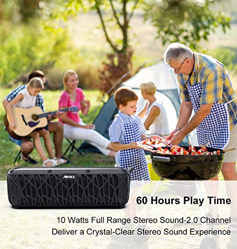 ABFOCE Solar Bluetooth Speaker Portable Outdoor Bluetooth IPX6 Waterproof Speaker with 5000mAh Power Bank,60 Hours Play Time Dual Speaker with Mic, Stereo Sound with Bass Home Wireless Speaker-Black - The Gadget Collective