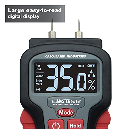 AccuMASTER Calculated Industries 7445 AccuMASTER Duo Pro Pin & Pinless Moisture Meter Detects Hidden Leaks and Moisture | Combo Non-invasive Pad + Pin - The Gadget Collective