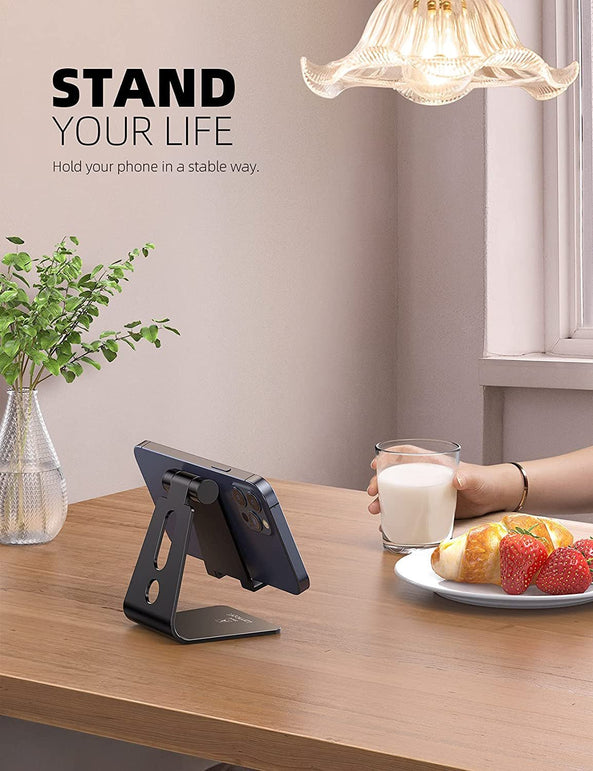 Adjustable Cell Phone Stand, Lamicall Desk Phone Holder, Cradle, Dock, Compatible with Iphone 14, Plus, Pro, Pro Max, 13 12 X XS,4-8" Phones, Office Accessories, All Android Smartphone, Black - The Gadget Collective