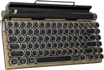 Adventurers Typewriter-Style Retro Mechanical Keyboard LED Backlight 83 Keys Bluetooth 5.0 Blue Axis Wood Color Panel Compatible with Ios/Android/Windows/Vista/Linux/Mac Office/Gaming, 12.8X6.6X1.6In - The Gadget Collective