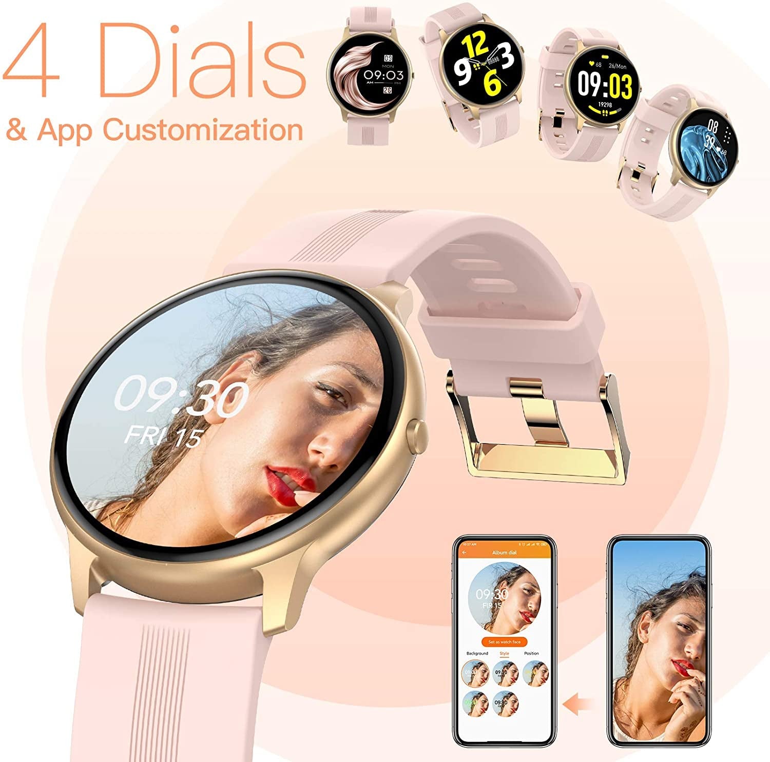 AGPTEK Smart Watch for Women Smartwatch for Android and Ios Phones IP The Gadget Collective
