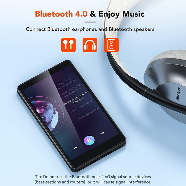 AGPTEK T06S Wifi MP3 Player with Bluetooth and 5MP Camera, 4 Inch Touch Screen 16GB MP4 Player Lossless Music Player, Support Apps, Spotify, Browser - The Gadget Collective
