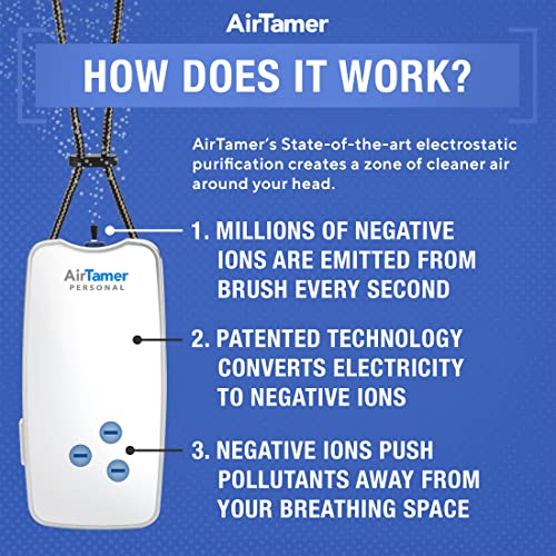 AirTamer A310W Personal Rechargeable and Portable Air Purifier Negative Ion Generator, Proven Performance, White with Metal Travel Case - The Gadget Collective