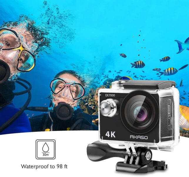 AKASO EK7000 4K30FPS Action Camera Ultra HD Underwater Camera 170 Degree Wide Angle 98FT Waterproof Camera - The Gadget Collective