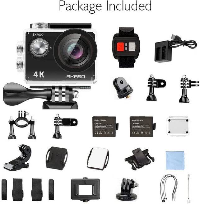 AKASO EK7000 4K30FPS Action Camera Ultra HD Underwater Camera 170 Degree Wide Angle 98FT Waterproof Camera - The Gadget Collective