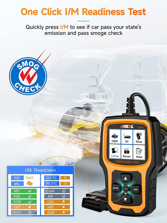 ANCEL AD410 Enhanced OBD II Vehicle Code Reader Automotive OBD2 Scanner Auto Check Engine Light Scan Tool Emission Analyzer - The Gadget Collective