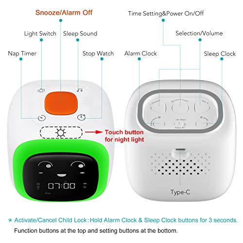 ANTOKING Children's Sleep Trainer and OK to Wake Clock for Kids, Night Light and Sleep Sound Machine - The Gadget Collective
