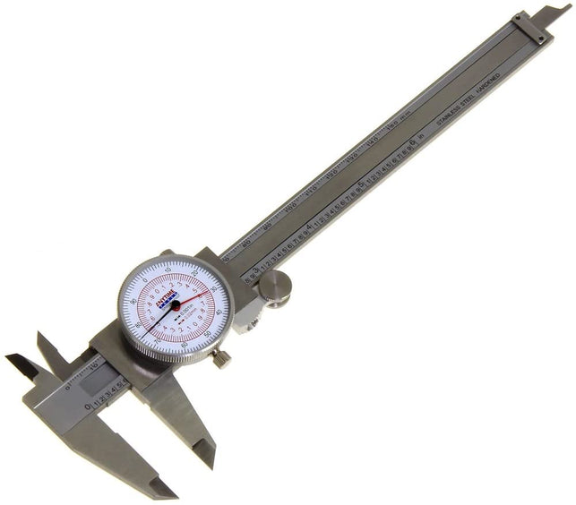 Anytime Tools Dial Caliper 6" / 150mm DUAL Reading Scale METRIC SAE Standard INCH MM - The Gadget Collective