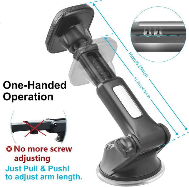 Apps2Car Magnetic Phone Car Mount, Universal Dashboard Windshield Industrial-Strength Suction Cup Car Phone Mount Holder with Adjustable Telescopic Arm,6 Strong Magnets,For All Cell Phones - The Gadget Collective