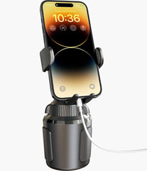 Apps2Car Solid Cup Holder Phone Mount for Car Truck with Quick Extension Long Arm Fast Swivel Adjustable Height 360 Rotatable, Low Profile Universal Mobile Mount Compatible with All Cell Phone Iphone - The Gadget Collective