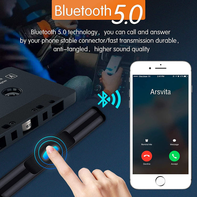 Arsvita Car Audio Bluetooth Cassette Receiver , Tape Player Bluetooth 5.0 Cassette Aux Adapter - The Gadget Collective