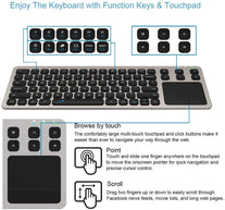 Arteck Wireless Keyboard, 2.4G Wireless Touch TV Keyboard with Easy Media Control and Built-In Touchpad Mouse Solid Stainless Ultra Compact Full Size - The Gadget Collective