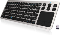 Arteck Wireless Keyboard, 2.4G Wireless Touch TV Keyboard with Easy Media Control and Built-In Touchpad Mouse Solid Stainless Ultra Compact Full Size - The Gadget Collective