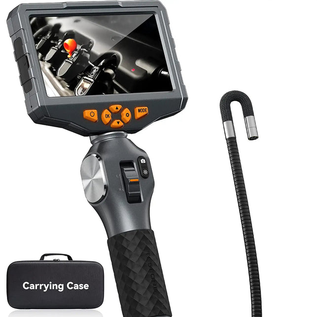 Articulating Borescope,Teslong 5-Inch IPS Endoscope Inspection Camera with Two-Way Articulation Head, 0.33Inch Automotive Mechanic Fiber Optic Scope - The Gadget Collective