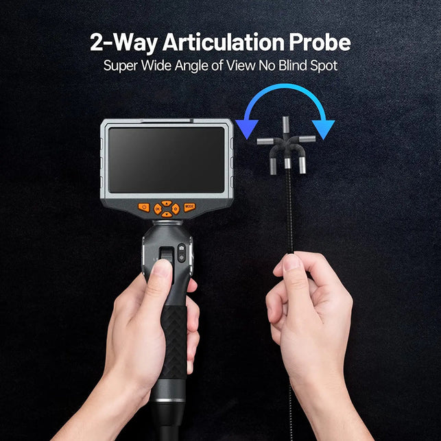 Articulating Borescope,Teslong 5-Inch IPS Endoscope Inspection Camera with Two-Way Articulation Head, 0.33Inch Automotive Mechanic Fiber Optic Scope - The Gadget Collective