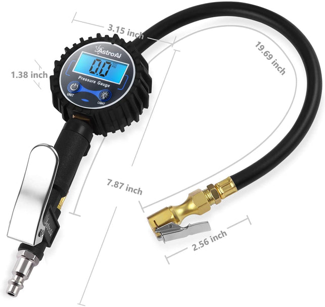 Astroai Digital Tire Inflator with Pressure Gauge, 250 PSI Air Chuck and Compressor Accessories Heavy Duty with Rubber Hose and Quick Connect Coupler Car Accessories for 0.1 Display Resolution - The Gadget Collective