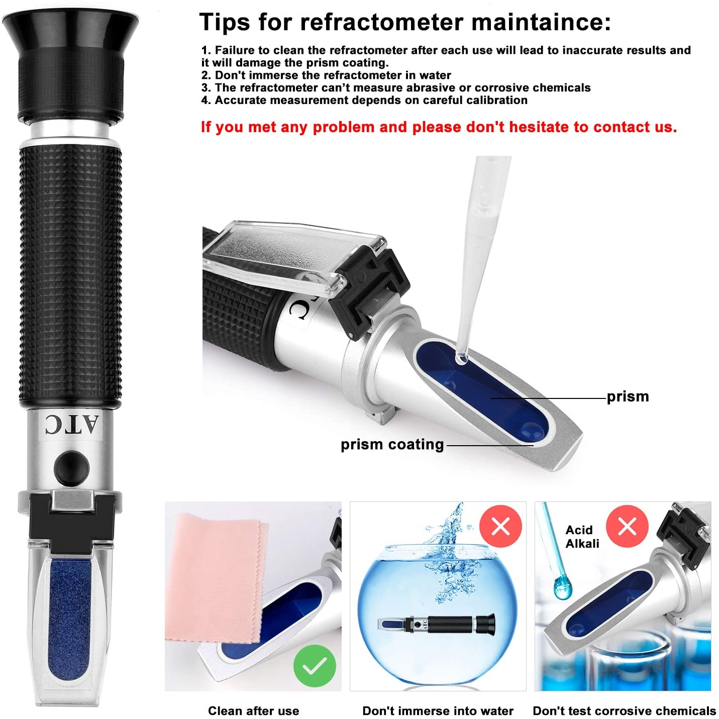 Shell Refractometer Scale Honey Refractometer Red Sea Refractometers NANBEI Salinity ...