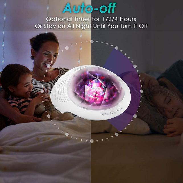Aurora Night Light , Projector Nightlight Sound Machine with 7 Light Modes , Bluetooth Speaker, 4 Timers and Brightness Adjustable, Projector Noise Ma - The Gadget Collective