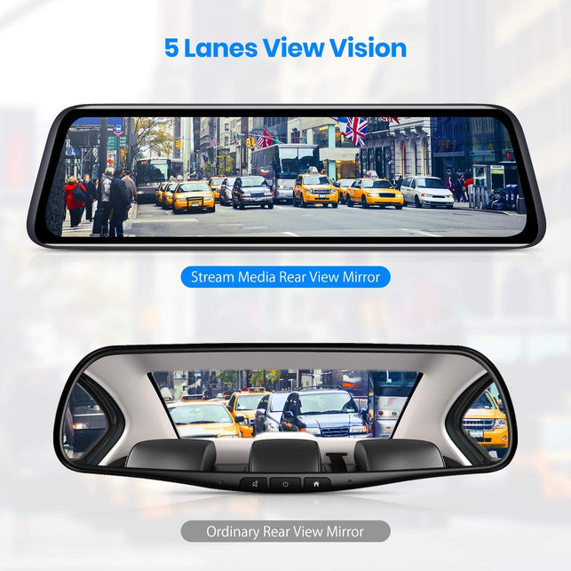 AUTO-VOX V5PRO OEM Look Rear View Mirror Camera with Neat Wiring, Anti-Glare Mirror Dash Cam , 9.35'' Full Laminated Ultrathin Touch Screen , Dual 108 - The Gadget Collective