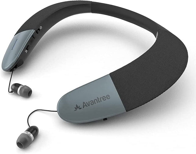 Avantree Torus Wearable Wireless Neck Speaker, Bluetooth 5.0, Aptx HD, Low Latency, Personal Neckband Speakers with Retractable Earbuds, Superb Audio Quality, 3D Surround Stereo for Music TV (NB05) - The Gadget Collective