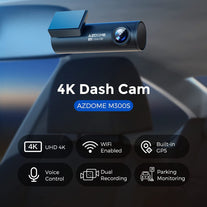 AZDOME 4K Dash Cam Front and Rear with 5G Wifi GPS Dual Dashcam Voice Control Car Camera with Parking Monitor, Night Vision, WDR, G-Sensor, Loop Recording, 64GB SD Card Included(M300S) - The Gadget Collective