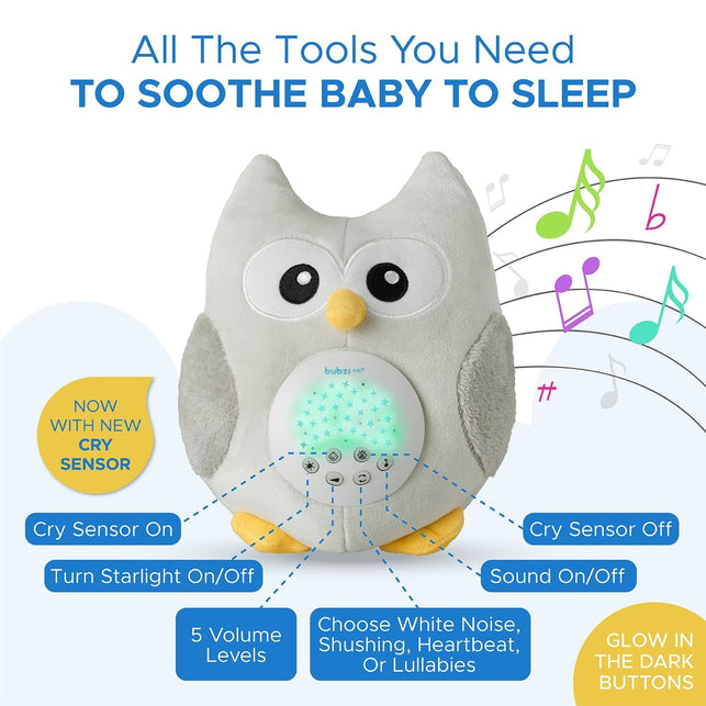 Baby Soother Cry Activated Sensor Toys Owl White Noise Sound Machine, Toddler Sleep Aid Night Light, Unique Baby Girl Gifts & Baby Boy Gifts, Woodland Baby Shower,Portable New Baby Gift Gender Neutral - The Gadget Collective
