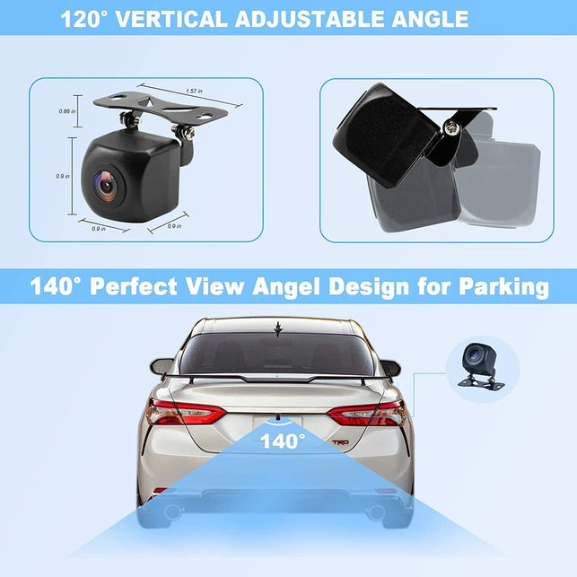 Backup Camera, HD Waterproof Ip69K Backup/Front View Camera, Rear View Camera 720P HD Star Light Night Vision and 140°All-Round View, Reverse Camera Systems for Cars, Trucks, RV, Suv,Van (Black) - The Gadget Collective