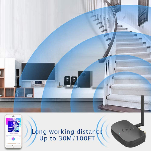 Besign BE-RCA Long Range Bluetooth Audio Adapter, Hifi Wireless Music Receiver, Bluetooth 5.0 Receiver for Wired Speakers or Home Music Streaming Stereo System, Black - The Gadget Collective