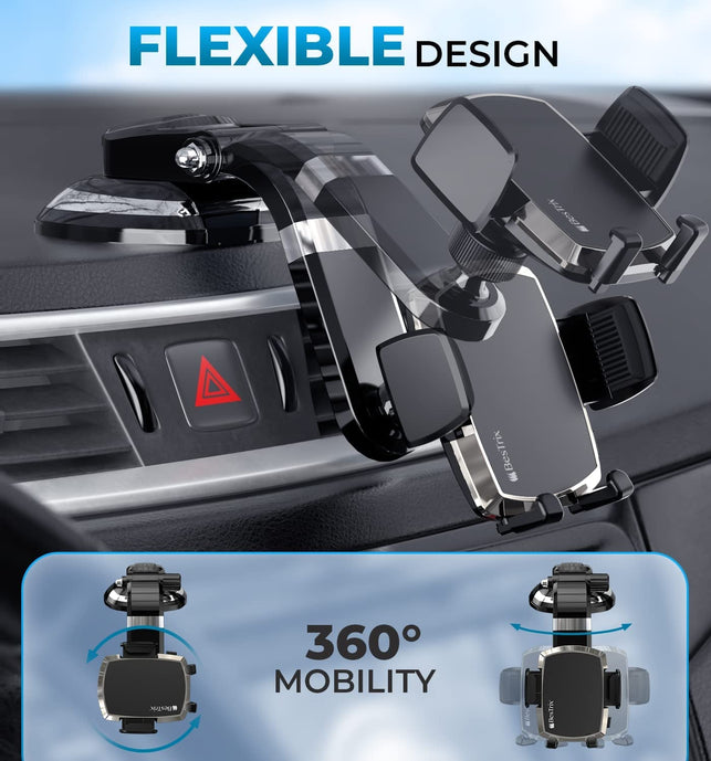 Bestrix Phone Holder for Car, Smartclamp Car Phone Mount | Dashboard Cell Phone Car Phone Holder Compatible with Iphone 13 12 11 Pro, Xr, Xs, XS MAX,XR,X, Galaxy S20 Note 20 Ultra & All Smartphones - The Gadget Collective