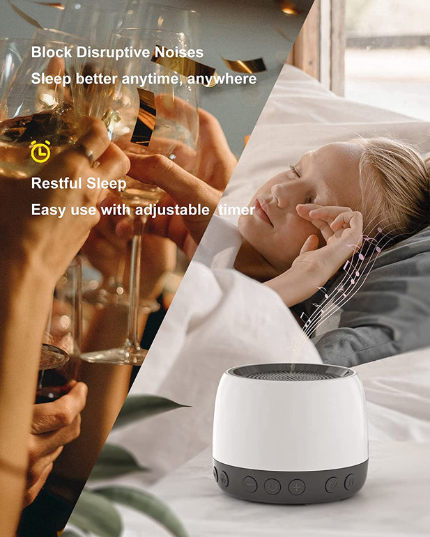 Elesories White Noise Machine, Sound Machine With13 Non Looping Natural Soothing Sounds for Adults Baby Sleeping, Also Be Used as a Multifunctional Speaker for Home, Office Privacy | Nursery | Travel