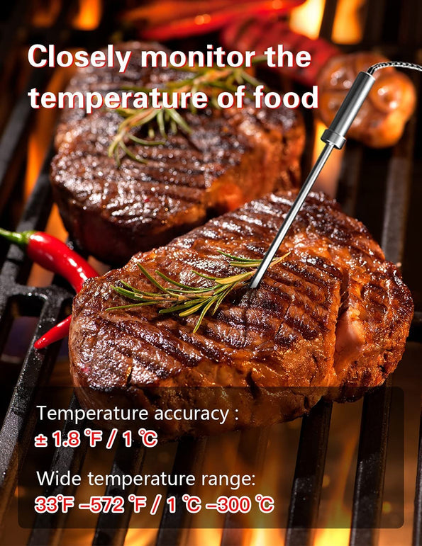 BFOUR Bluetooth Meat Thermometer Wireless Grill Thermometer with 3 Probes, Premium Digital Instant Read Meat Thermometer Food Thermometer Timer Alarm for Smoker, Grill, Oven, Kitchen, Cooking, BBQ - The Gadget Collective