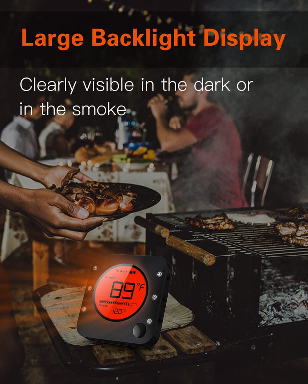 Bfour Bluetooth Meat Thermometer Wireless Meat Thermometer, Wireless Digital Grill Thermometer with 6 Temperature Probes, Large LCD Display, Bluetooth Thermometer for Grill, Smoker, Oven, Cooking and BBQ - The Gadget Collective