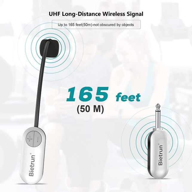 Bietrun UHF Wireless Microphone Headset, 165Ft Range, Working Time 6H, 1/4''Plug, Wireless Headset Mic ＆Handheld Mic 2 in 1, for Karaoke Speaker, Amplifier, Mic Speakers, PA System, Teaching, Fitness - The Gadget Collective