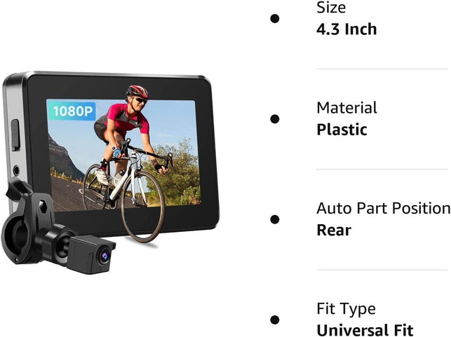 Bike Camera 1080P 4.3’’ Monitor Bicycle Rear View Mirror Handlebar 130°Adjustable Wide Night Vision for Mountain Ebike Wankskey - The Gadget Collective