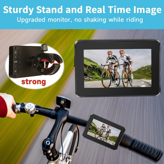 Bike Camera 1080P 4.3’’ Monitor Bicycle Rear View Mirror Handlebar 130°Adjustable Wide Night Vision for Mountain Ebike Wankskey - The Gadget Collective