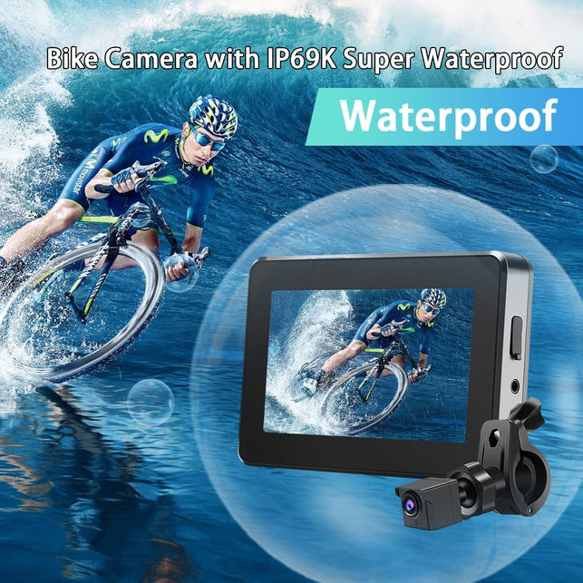 Bike Camera 1080P 4.3’’ Monitor Bicycle Rear View Mirror Handlebar 130°Adjustable Wide Night Vision for Mountain Ebike Wankskey - The Gadget Collective